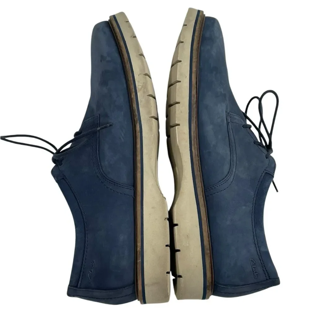 Clarks Bayhill Plain Blue Nubuck Leather‎ Oxfords Men’s Size US 11M / EU 44.5